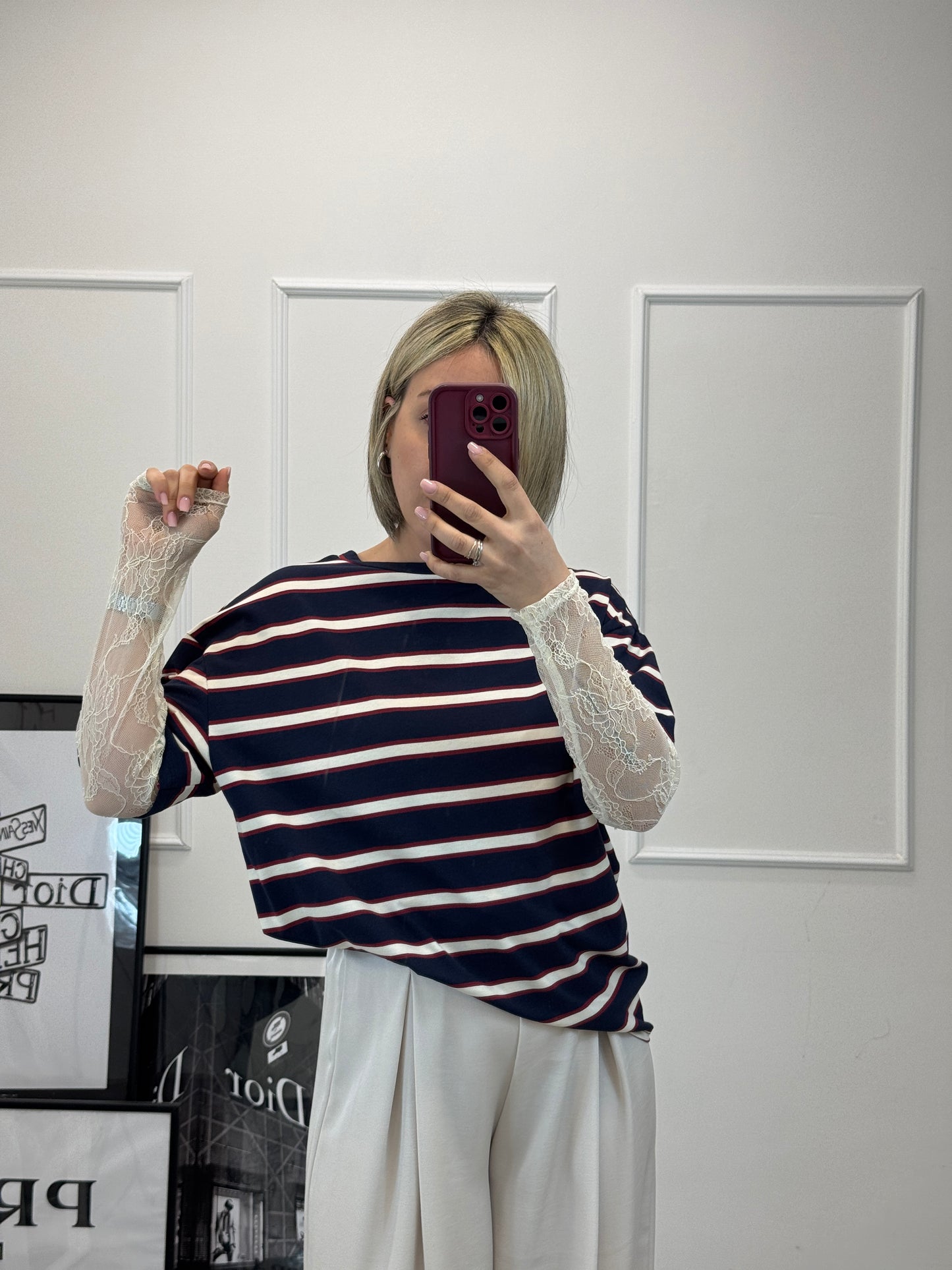 Maglia pizzo righe