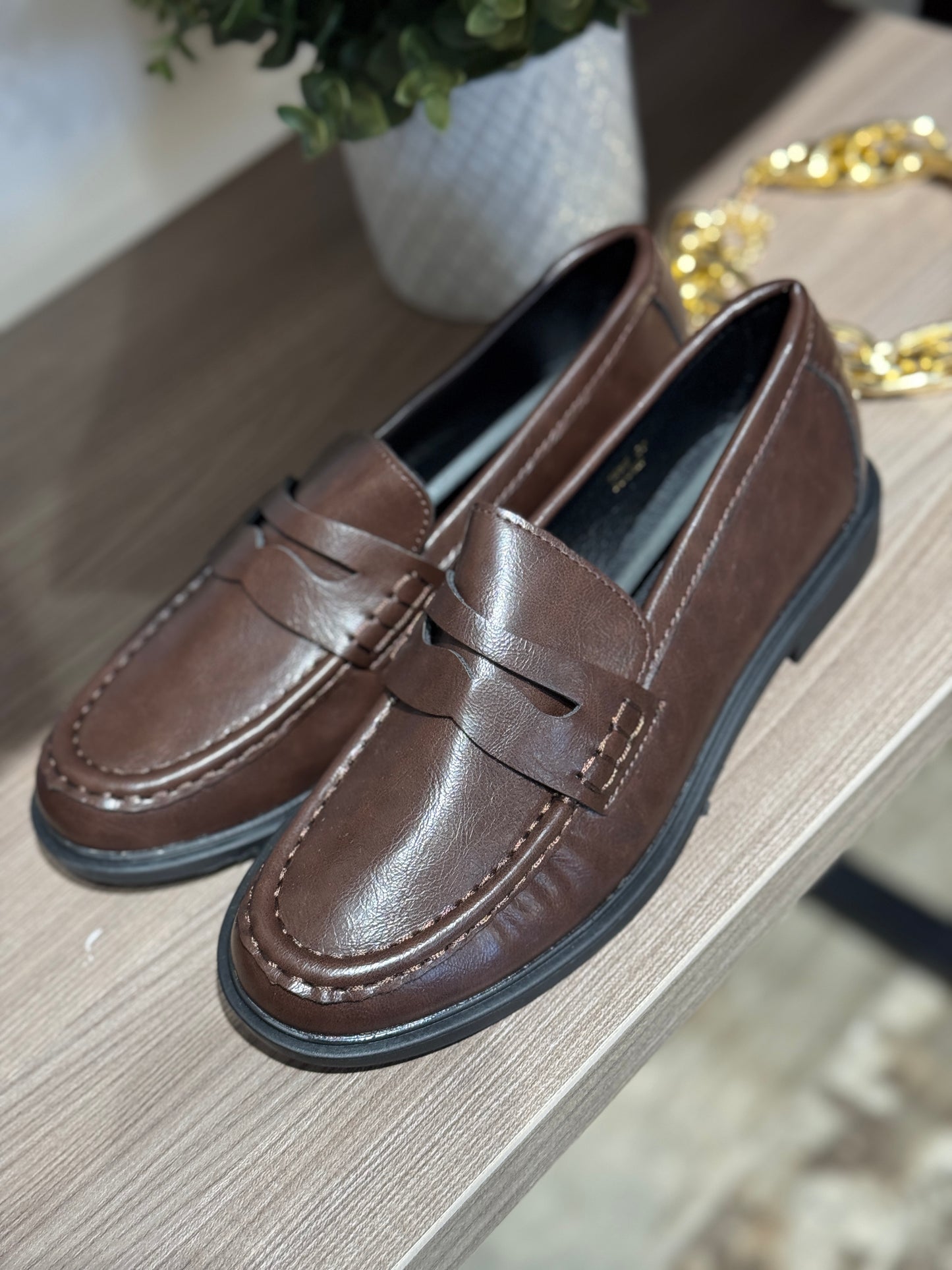 Mocassino ecopelle choco