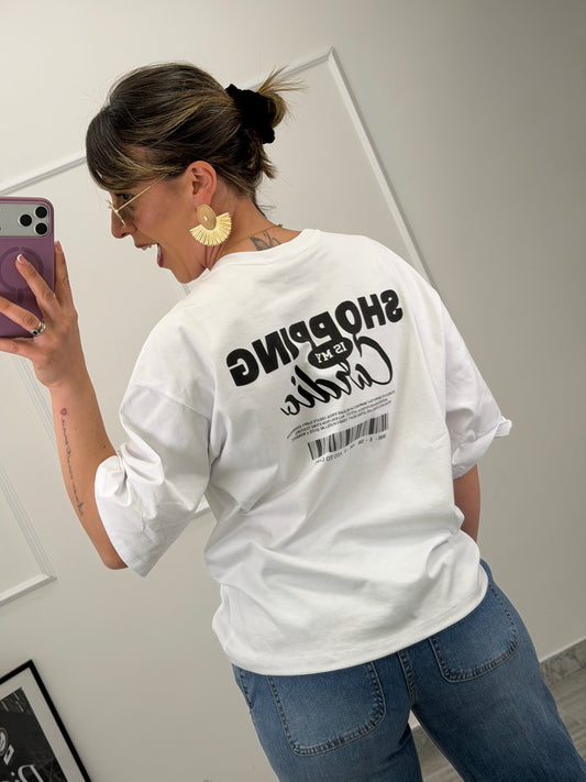 T-shirt donna “Shopping is my cardio” — Lumina
