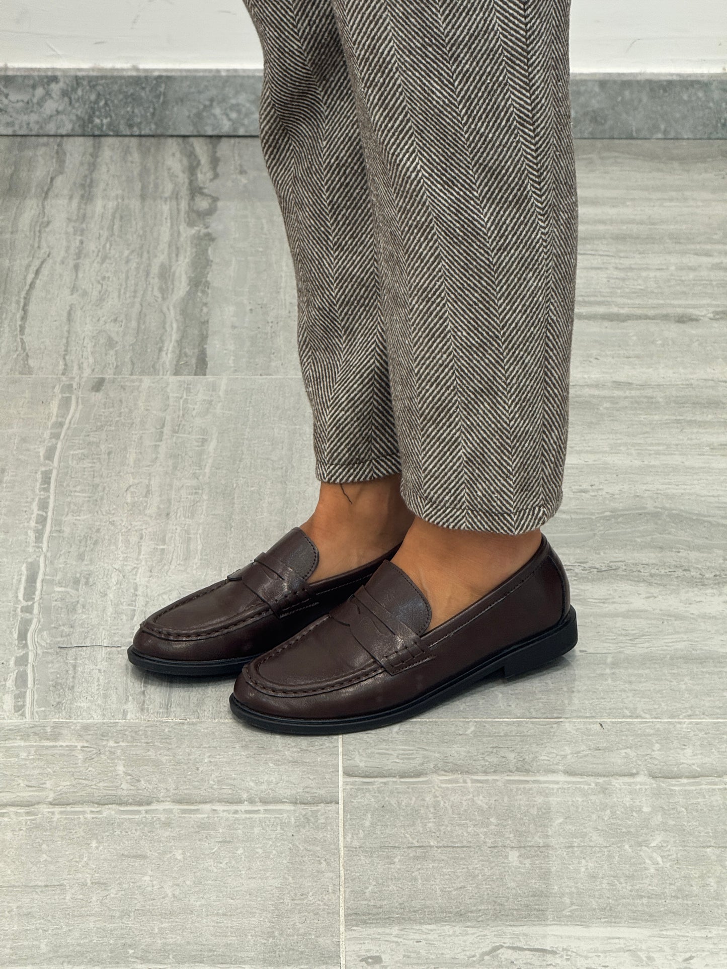 Mocassino ecopelle choco