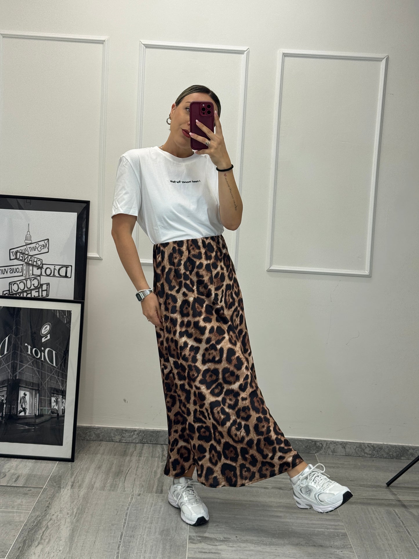 Gonna Animalier satin