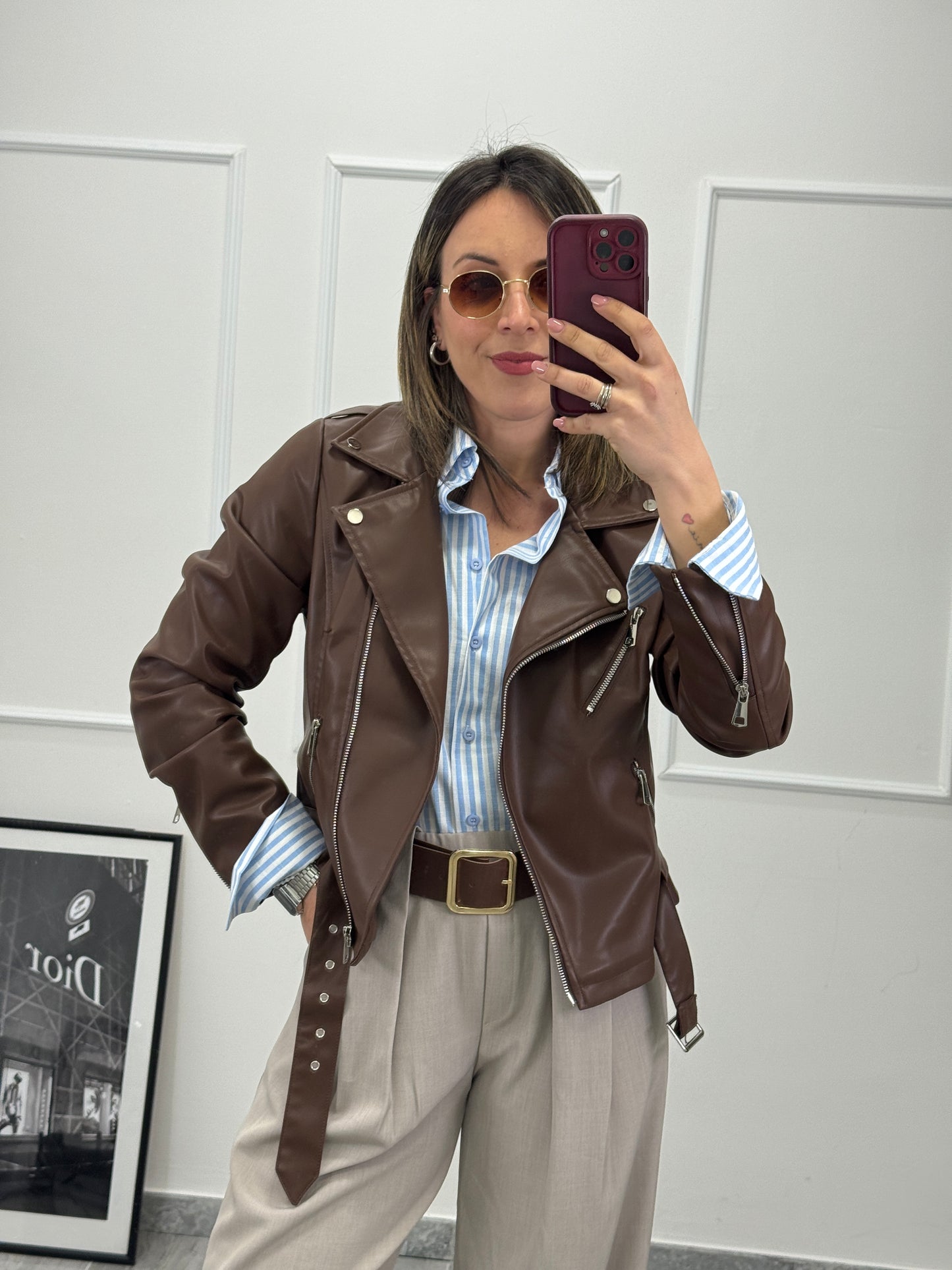 Chiodo ecopelle cioccolato