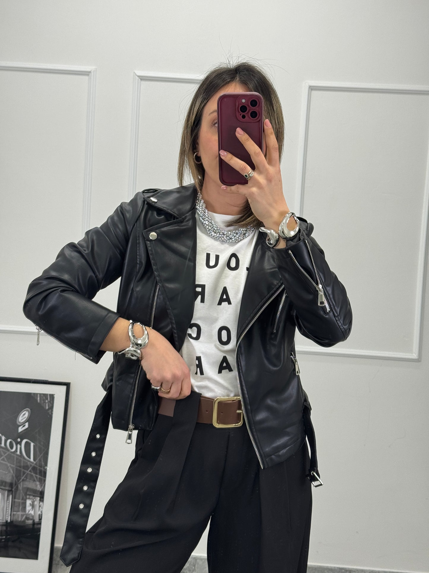 Chiodo ecopelle nero