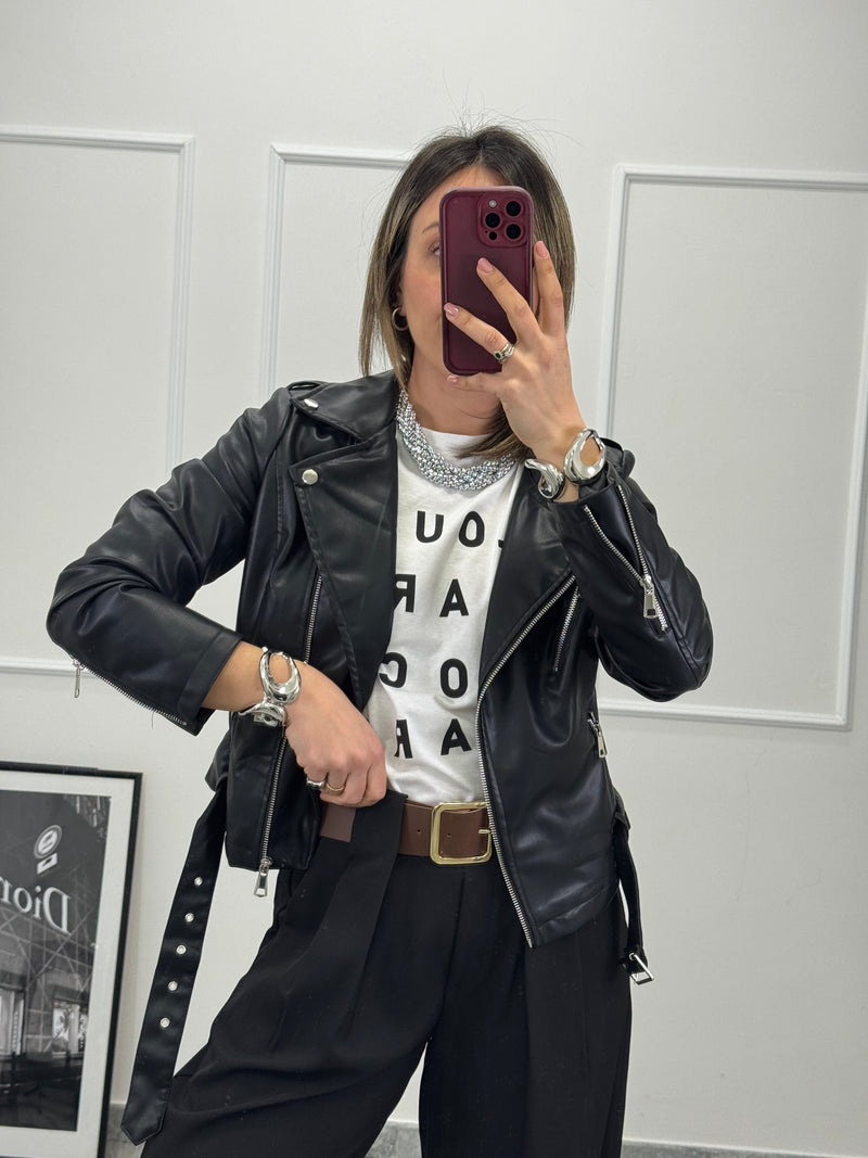 Chiodo ecopelle nero