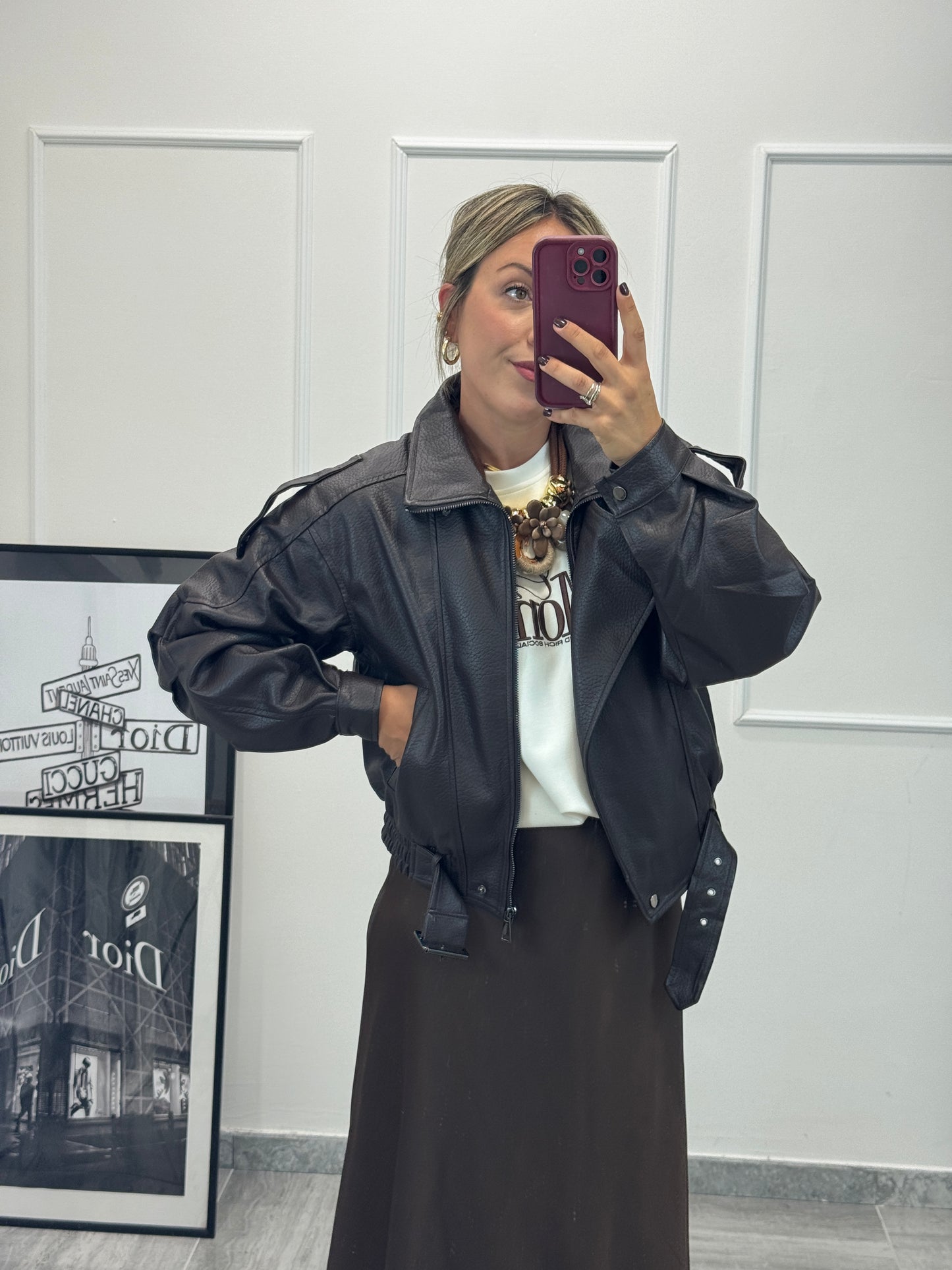 Bomber ecopelle caffè