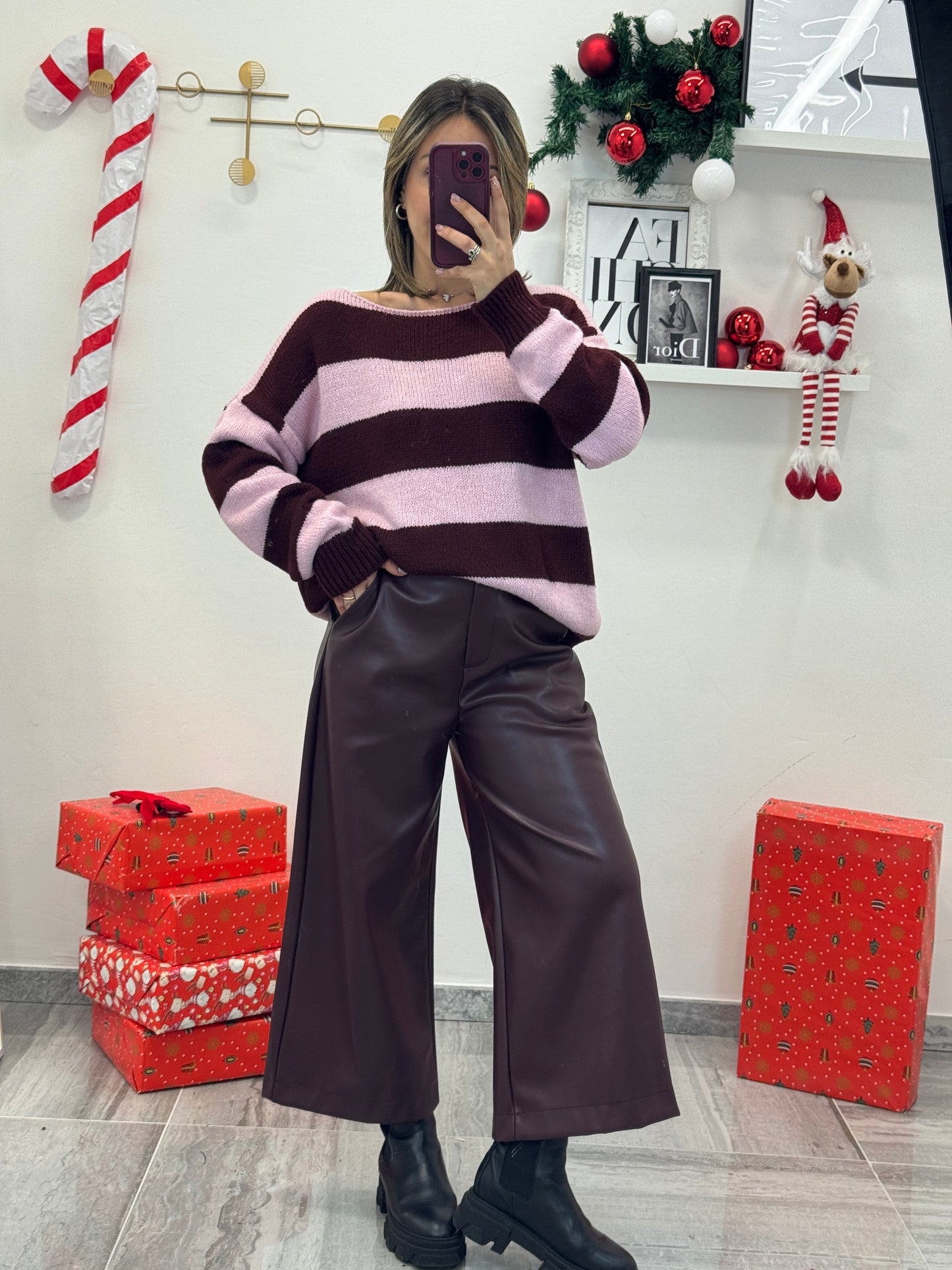 Pantalone Ecopelle Melanzana