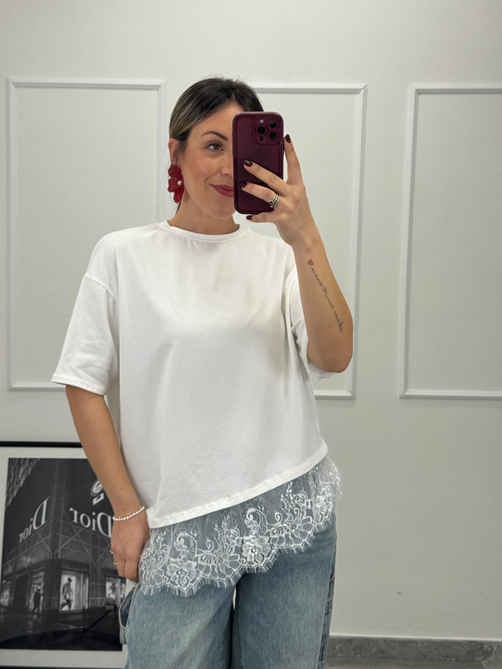T-shirt donna in pizzo