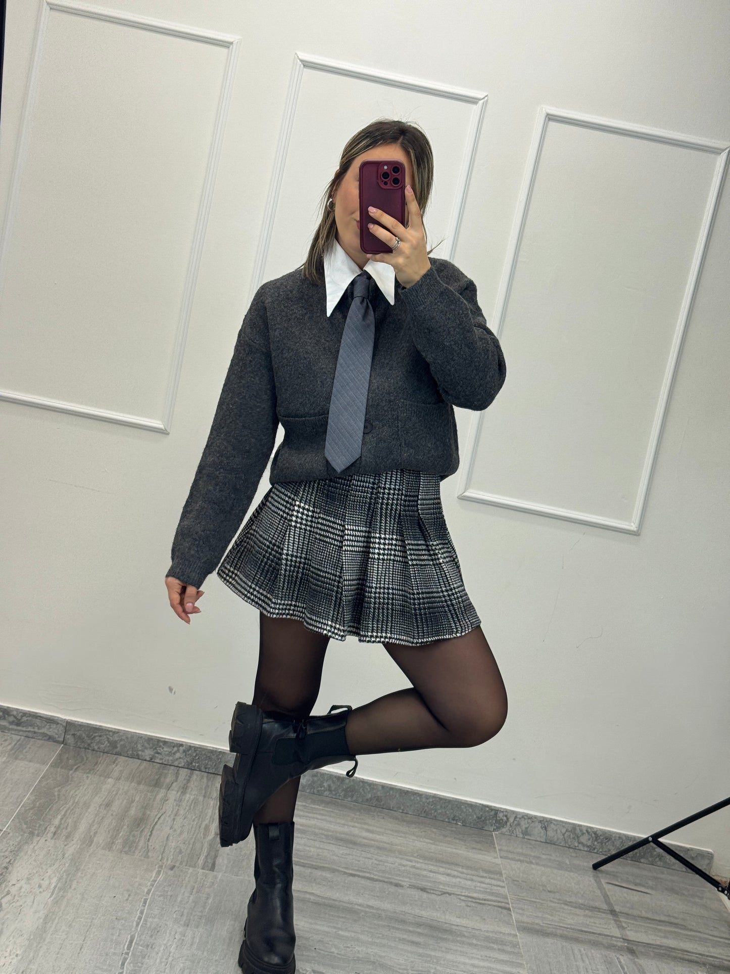 Mini gonna pied de poule