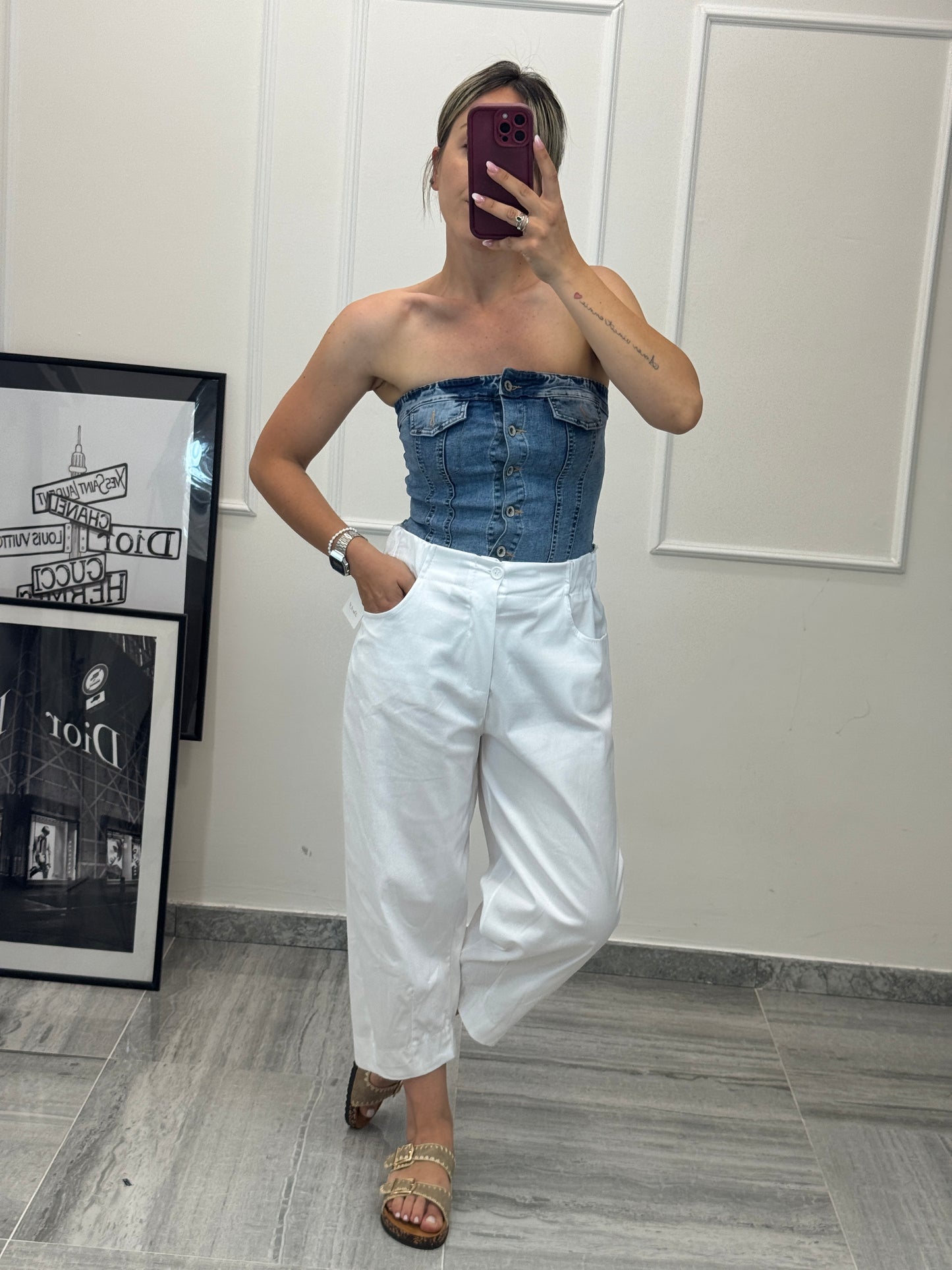 Corpetto Denim crop