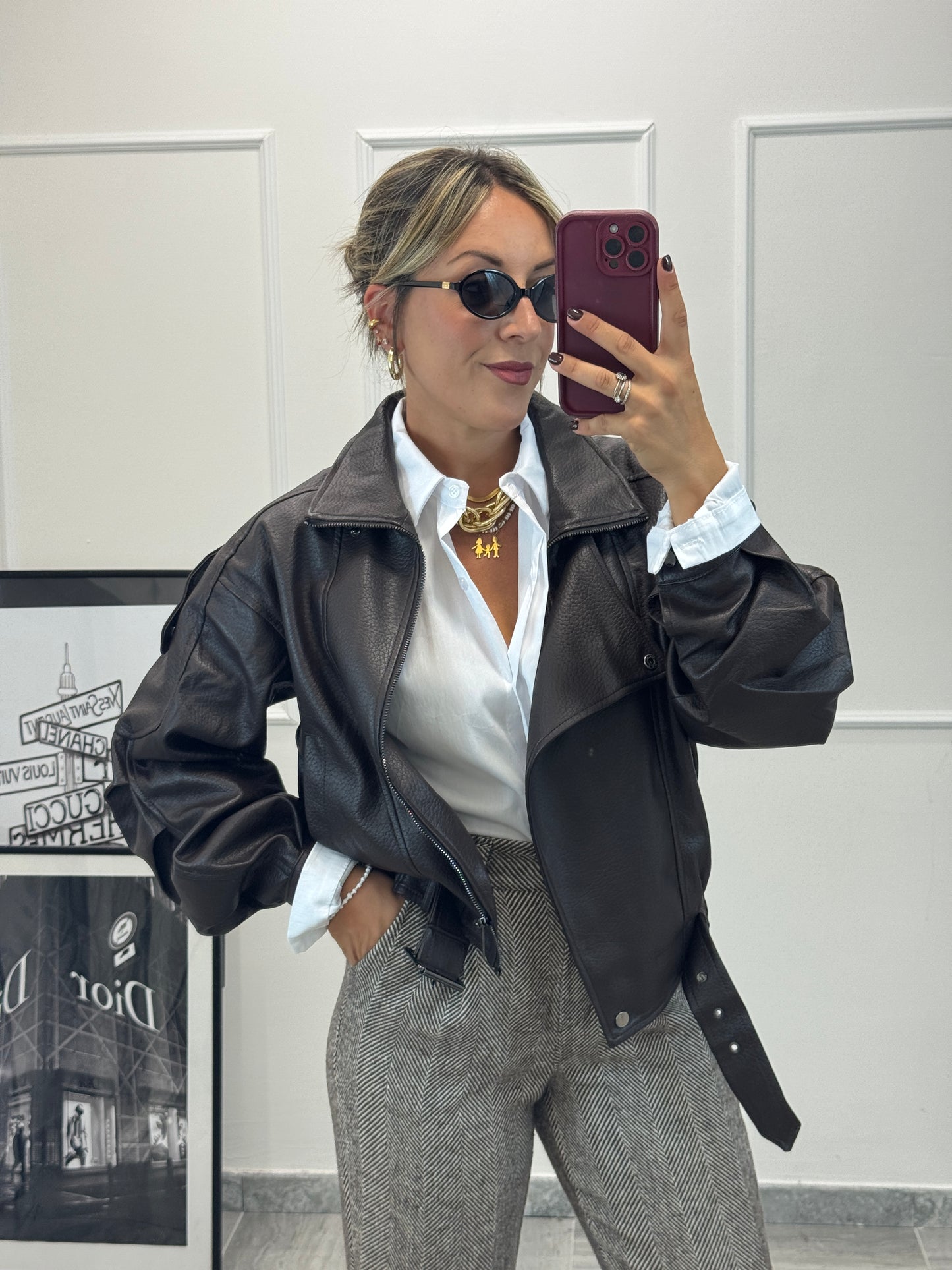 Bomber ecopelle caffè