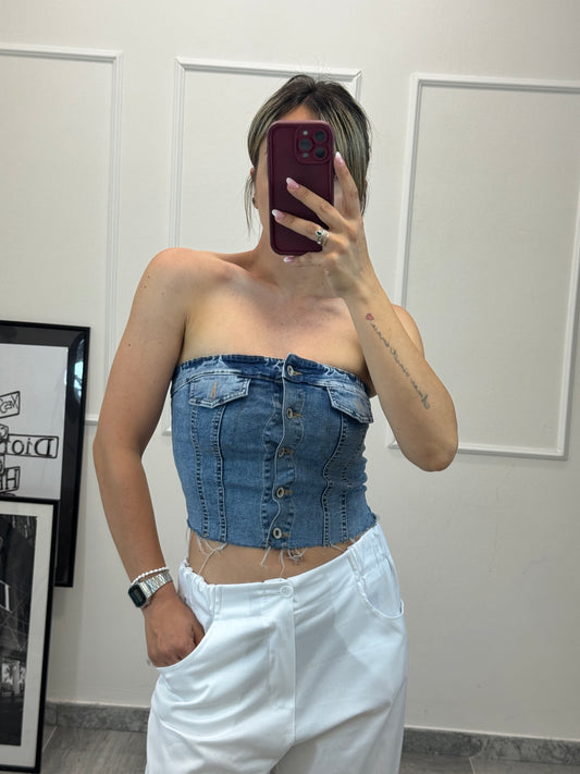 Corpetto Denim crop