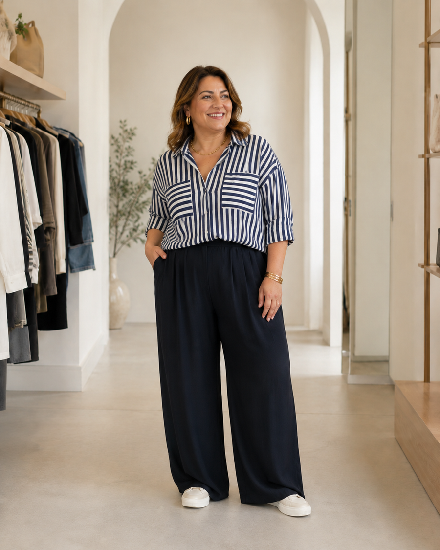 Camicia fluida + pantalone morbido