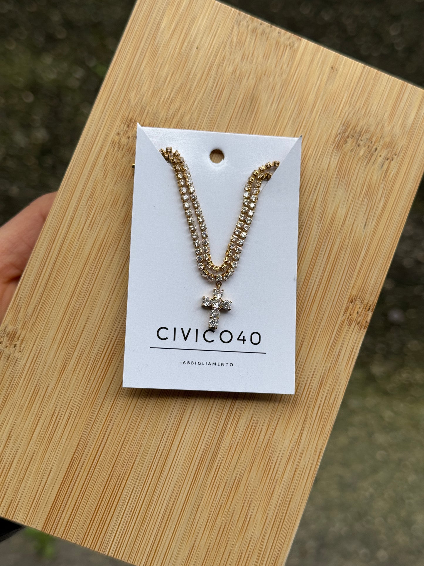 Collana croce brillantini
