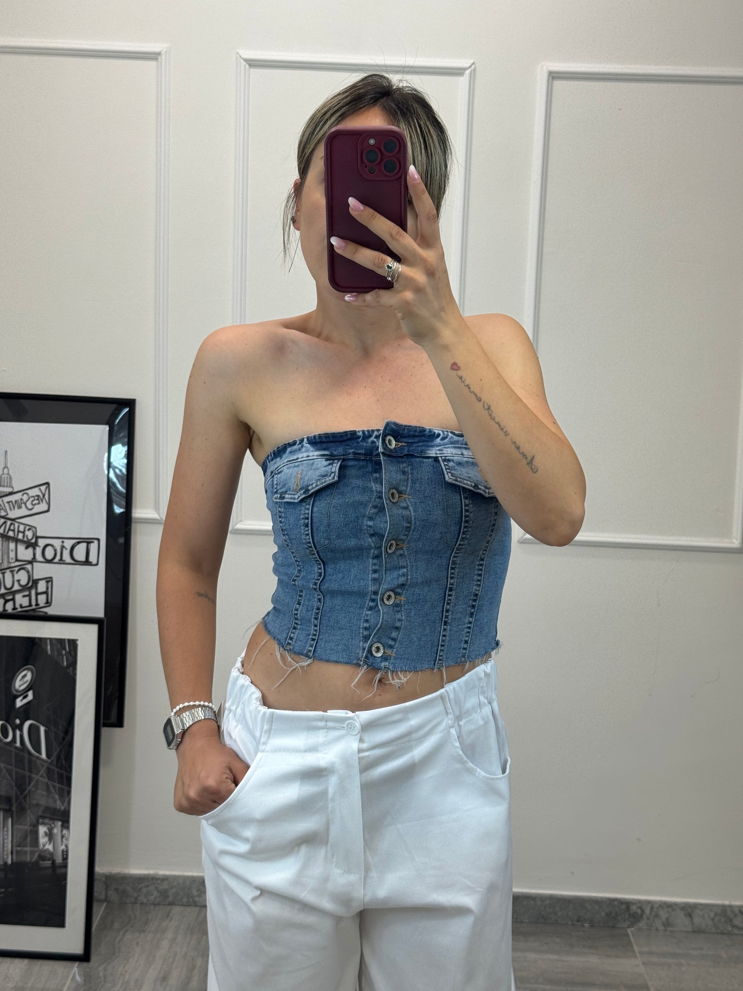 Corpetto Denim crop