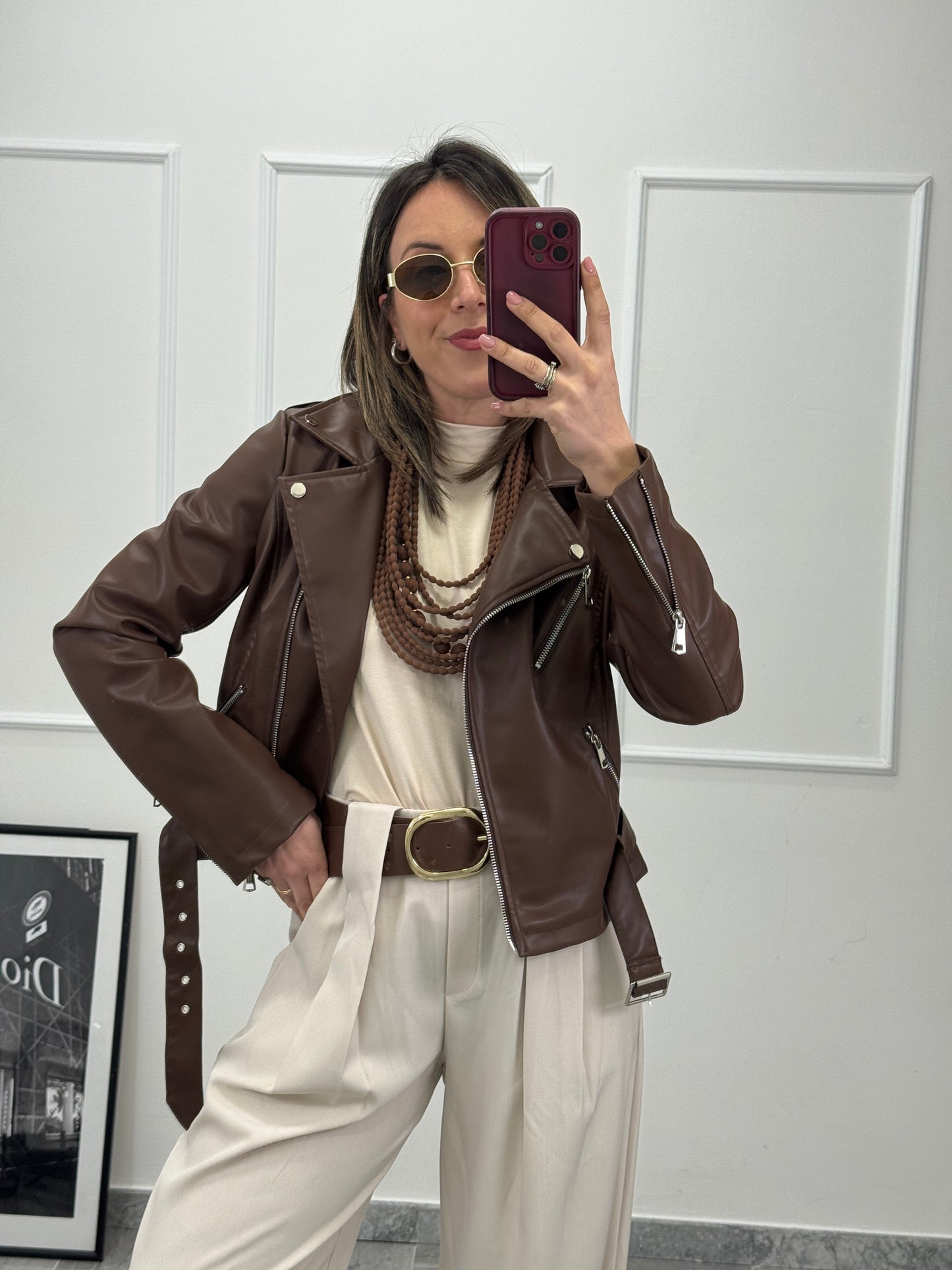 Chiodo ecopelle cioccolato