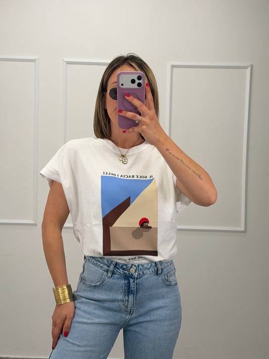 T-Shirt lumina “il sole bacia i belli”