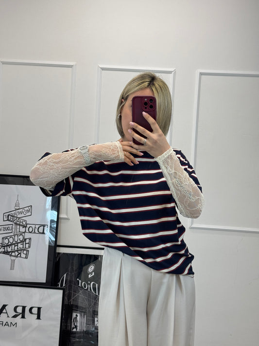 Maglia pizzo righe