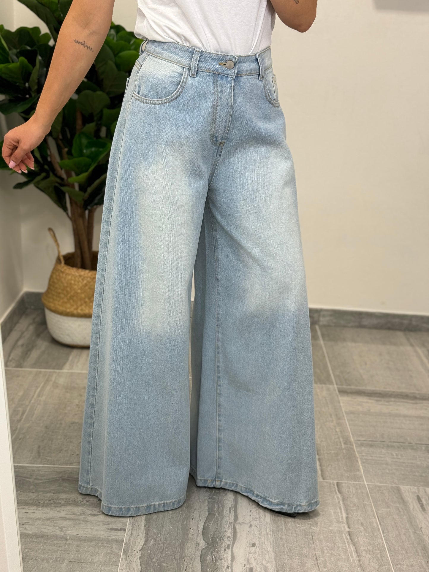 Jeans Maxi Zampa chiaro