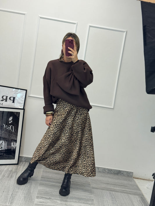 Gonna satin animalier