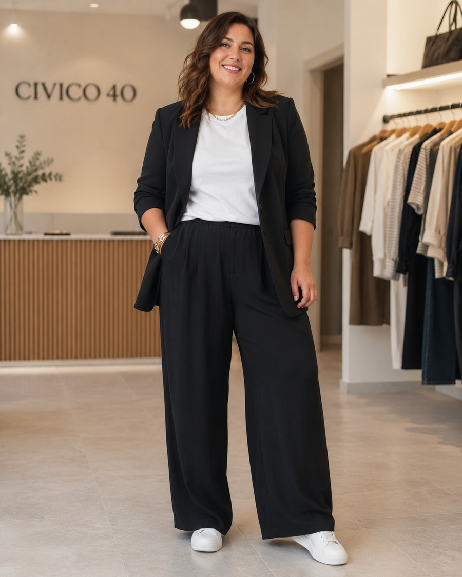 Blazer aperto + pantalone nero