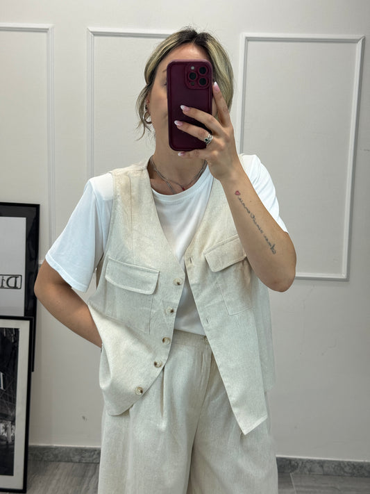 Gilet misto Lino