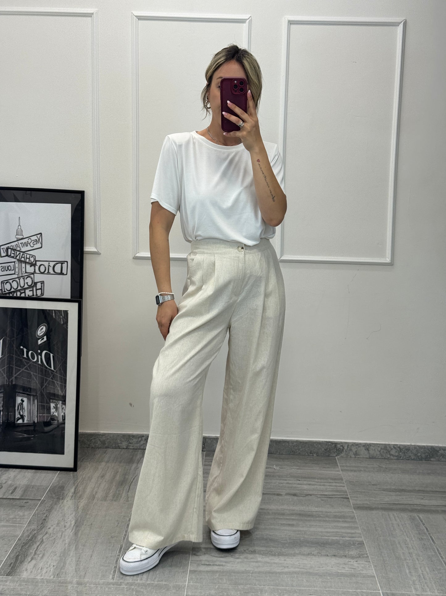 Pantalone misto lino