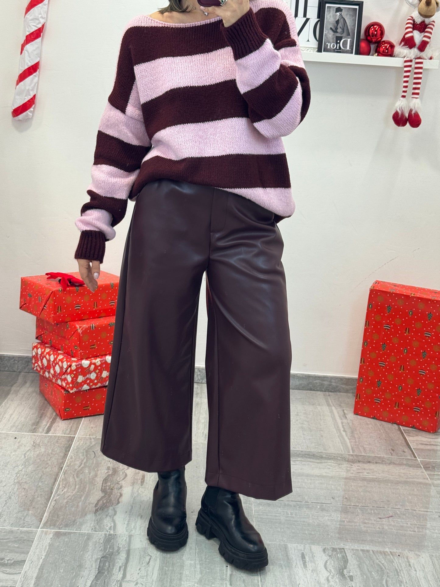 Pantalone Ecopelle Melanzana