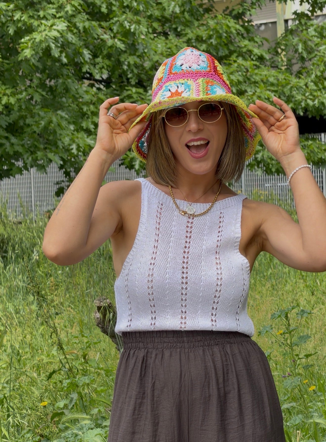 Cappello crochet multicolore