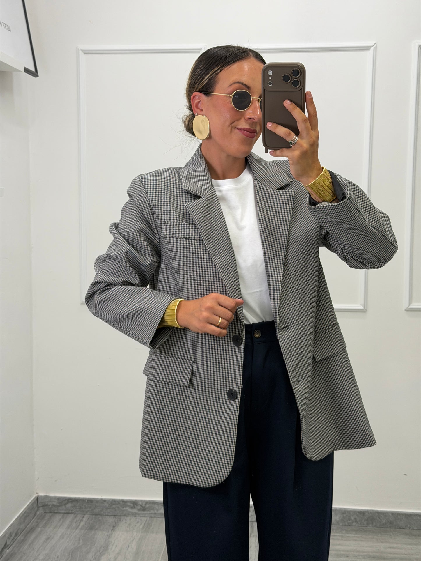 Blazer Vittoria Pied-de-Poule Grigio