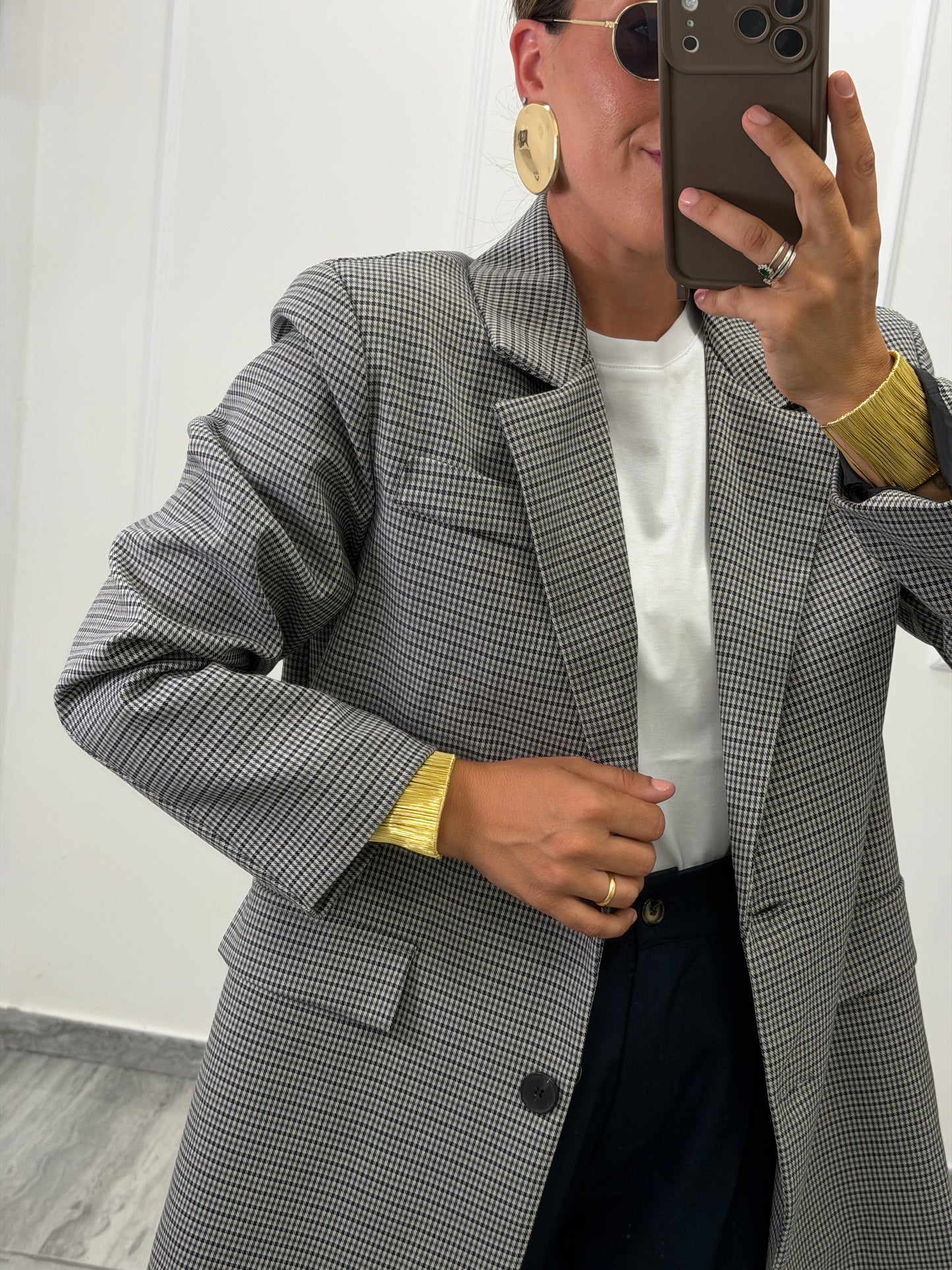 Blazer Vittoria Pied-de-Poule Grigio
