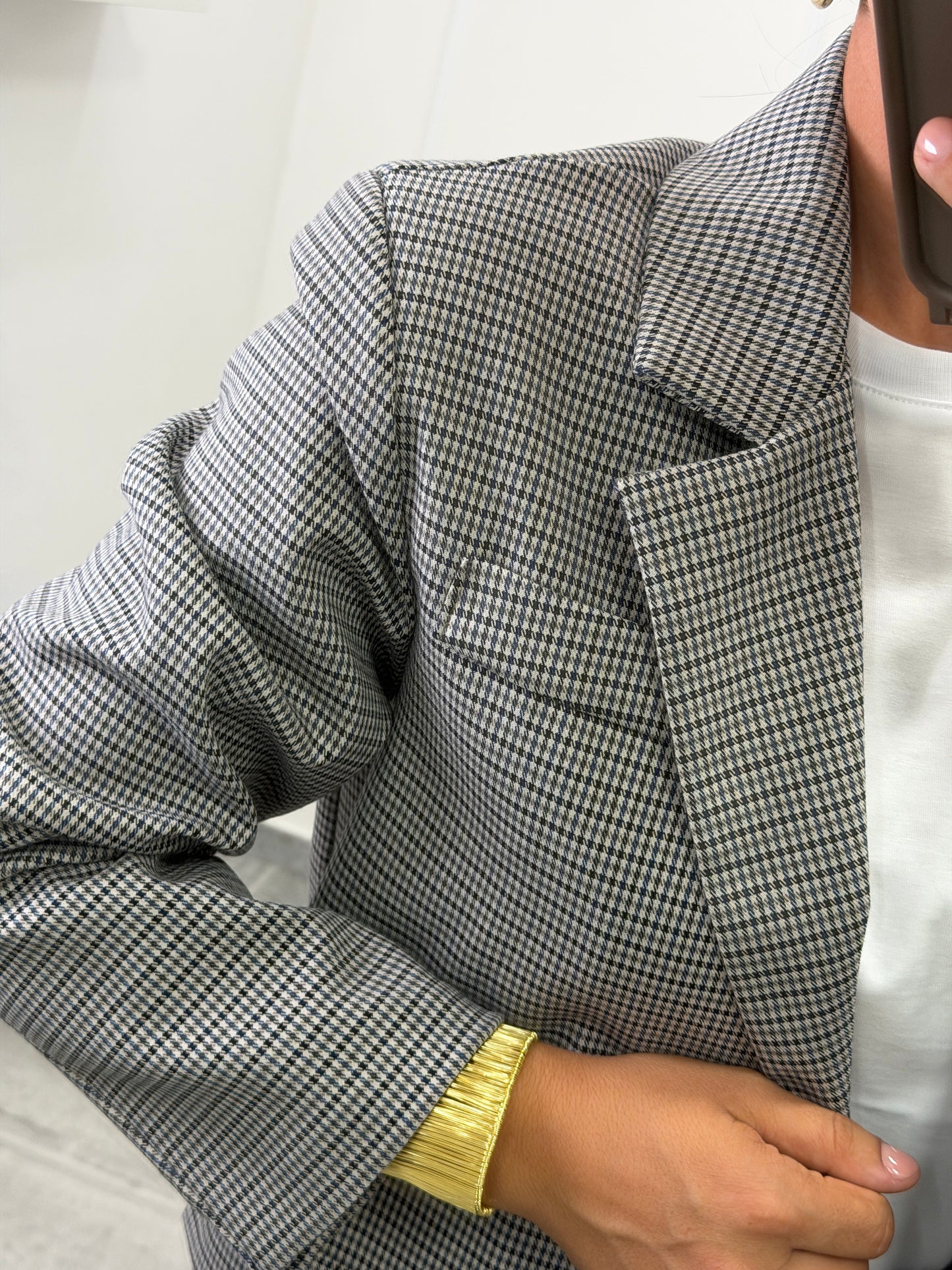 Blazer Vittoria Pied-de-Poule Grigio