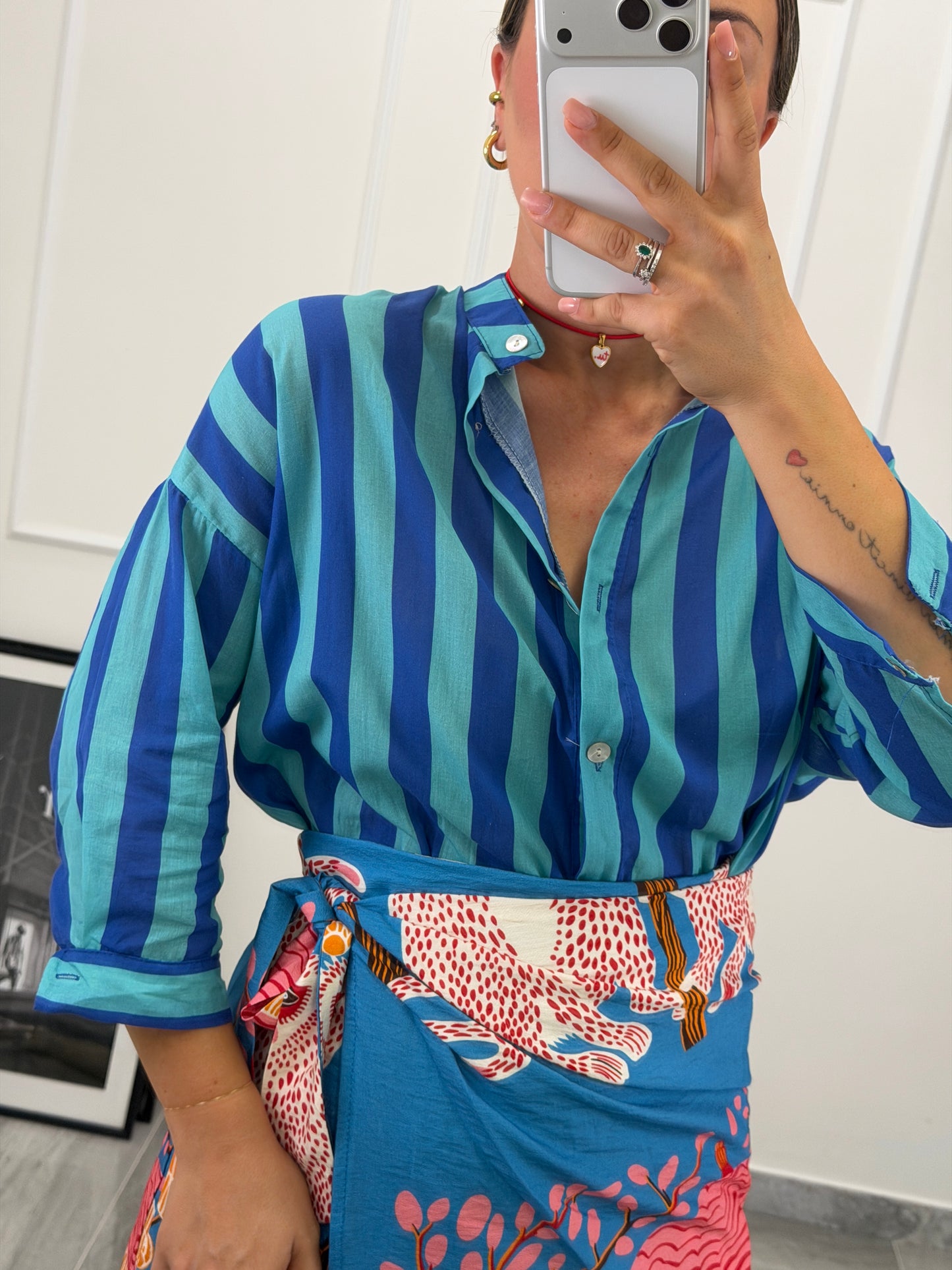 Camicia donna a righe — collo coreana