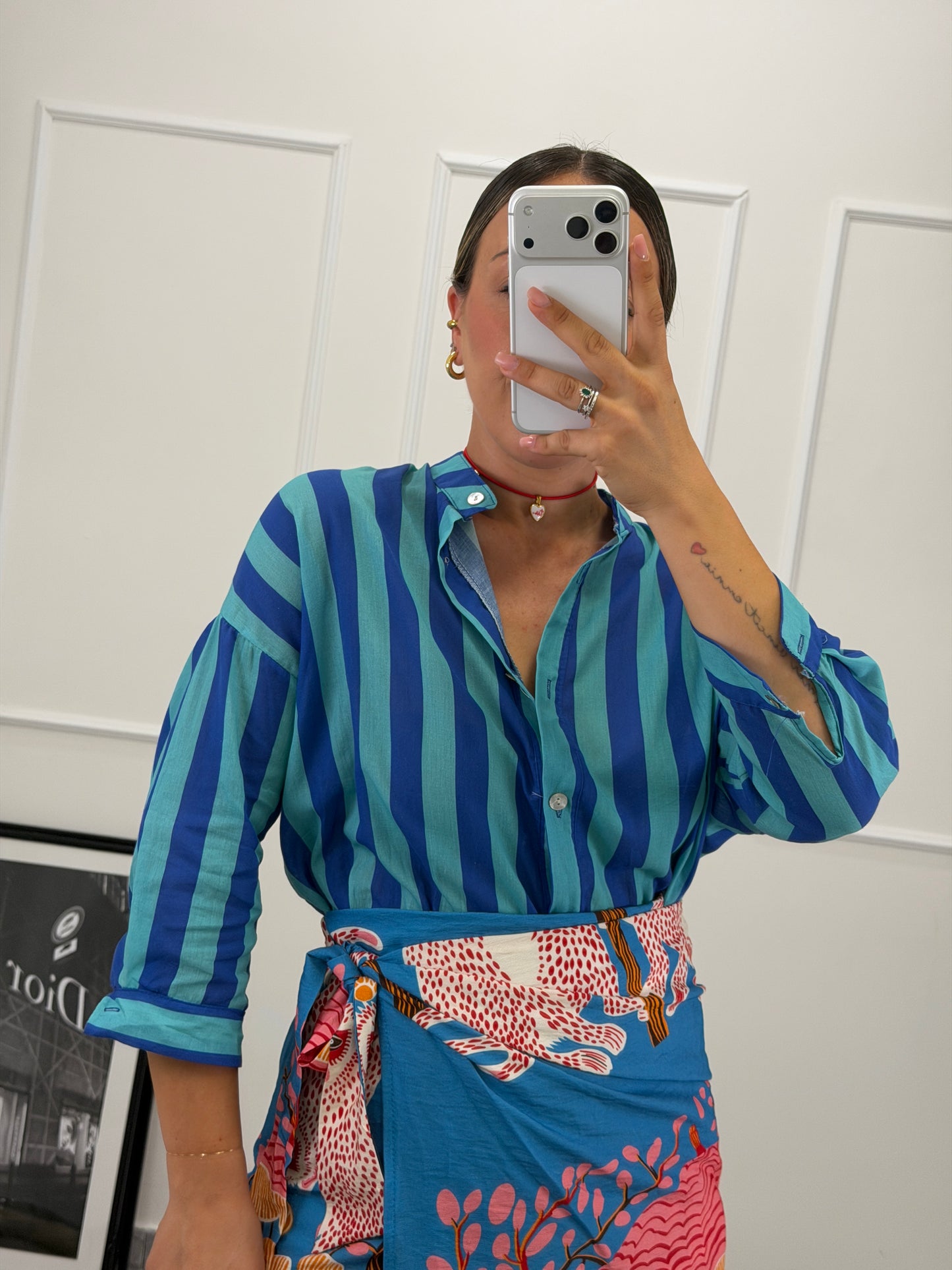 Camicia donna a righe — collo coreana