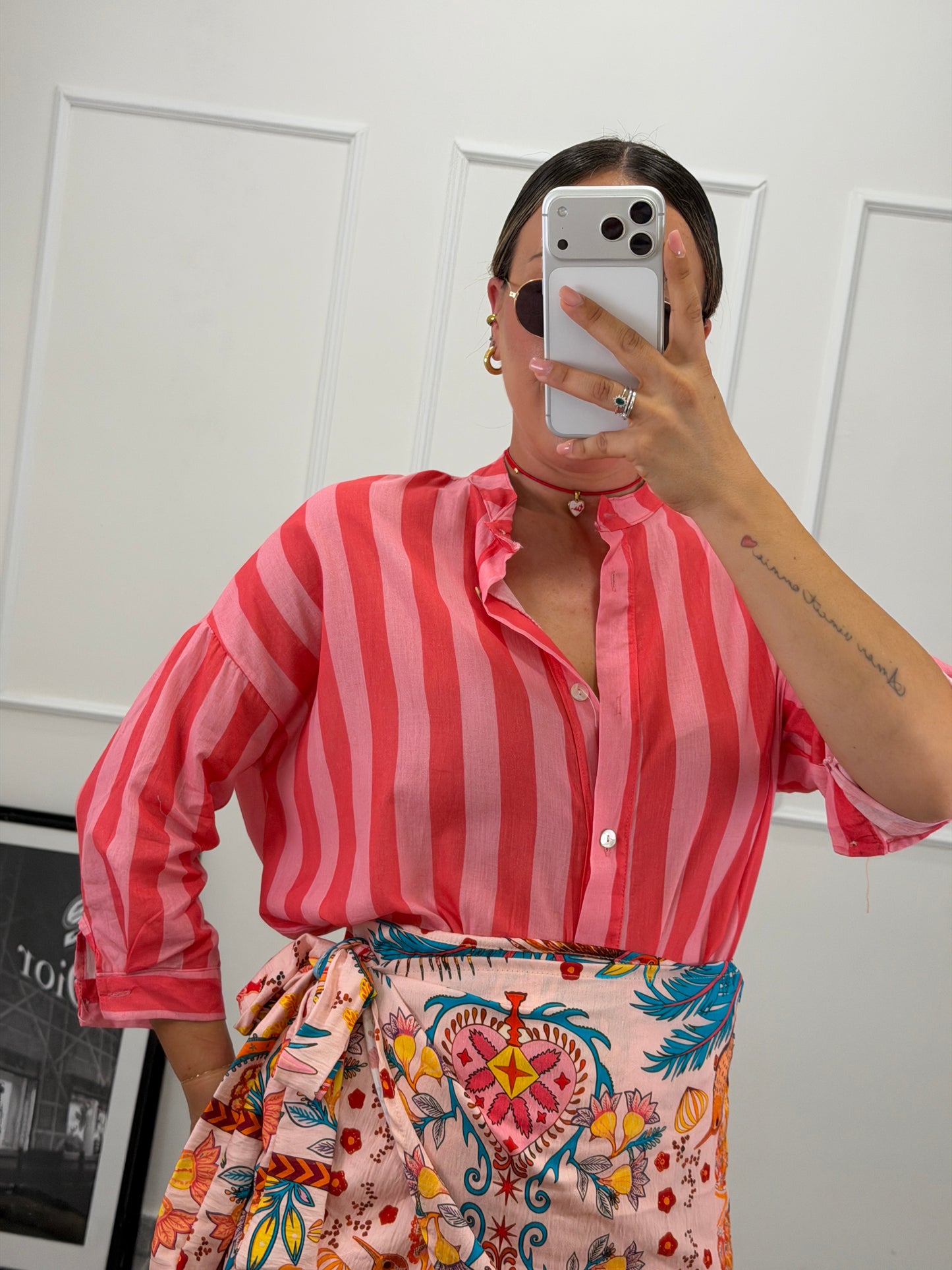 Camicia donna a righe — collo coreana
