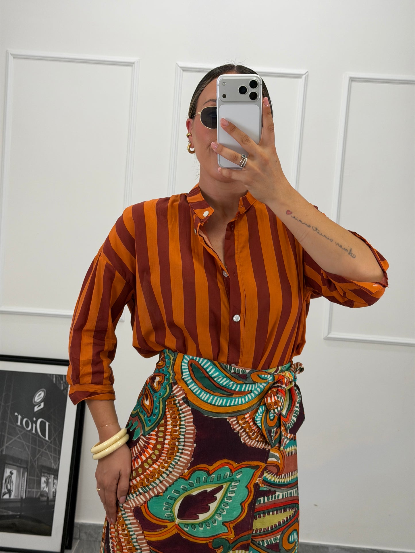 Camicia donna a righe — collo coreana