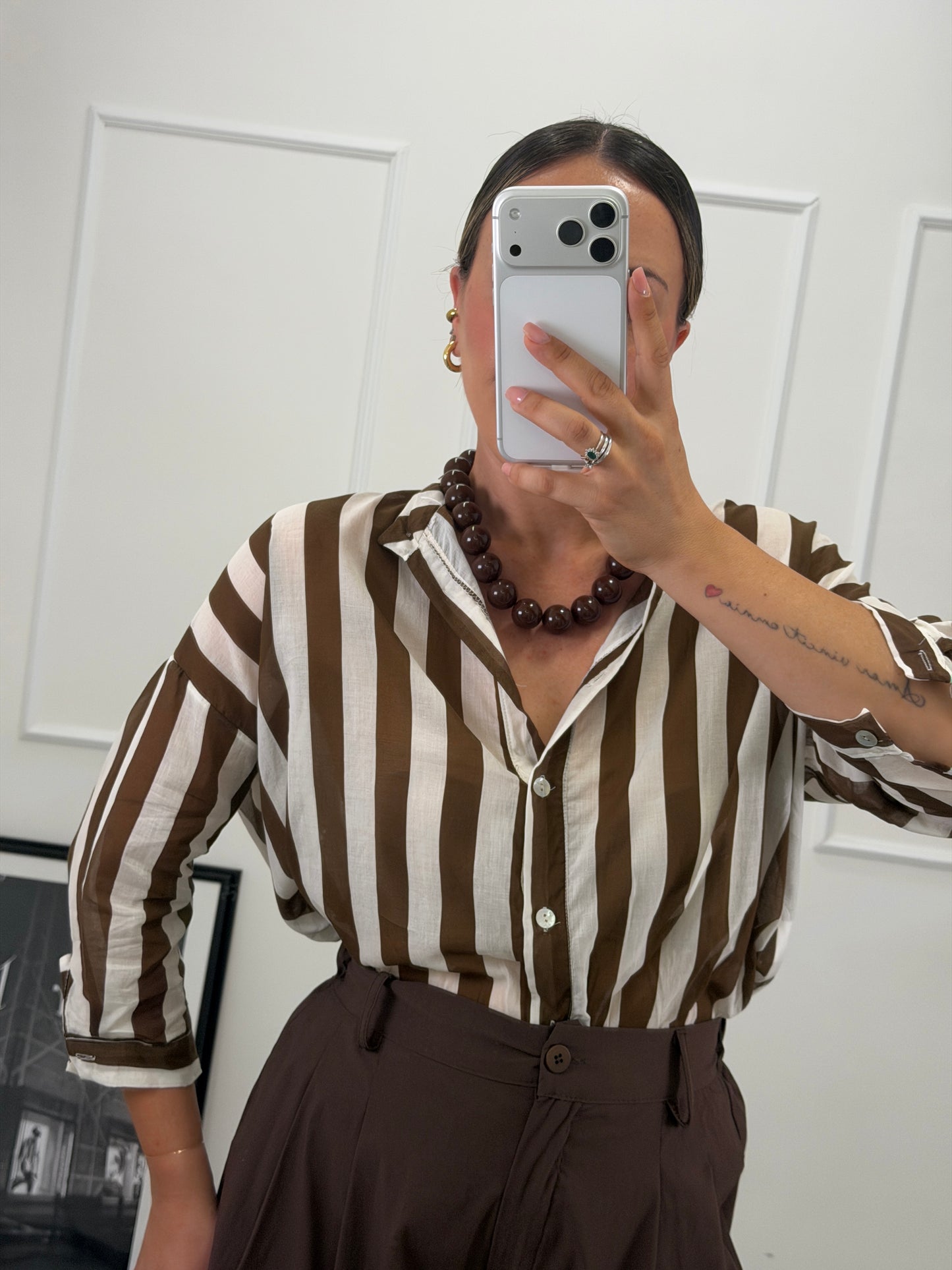 Camicia donna a righe — collo coreana