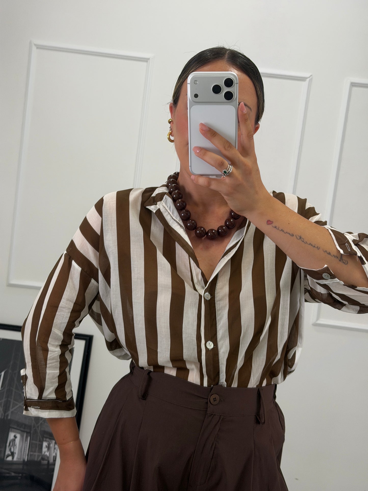Camicia donna a righe — collo coreana