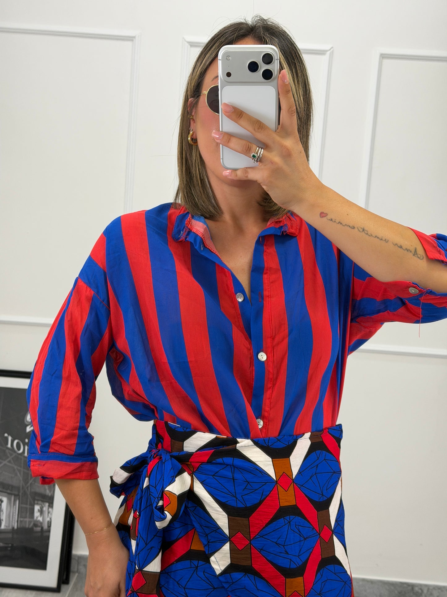 Camicia donna a righe — collo coreana