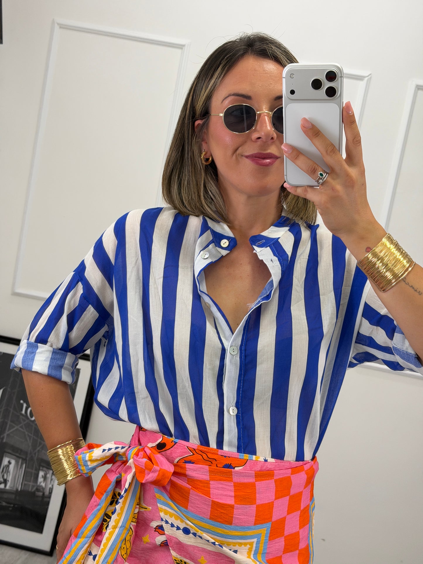 Camicia donna a righe — collo coreana