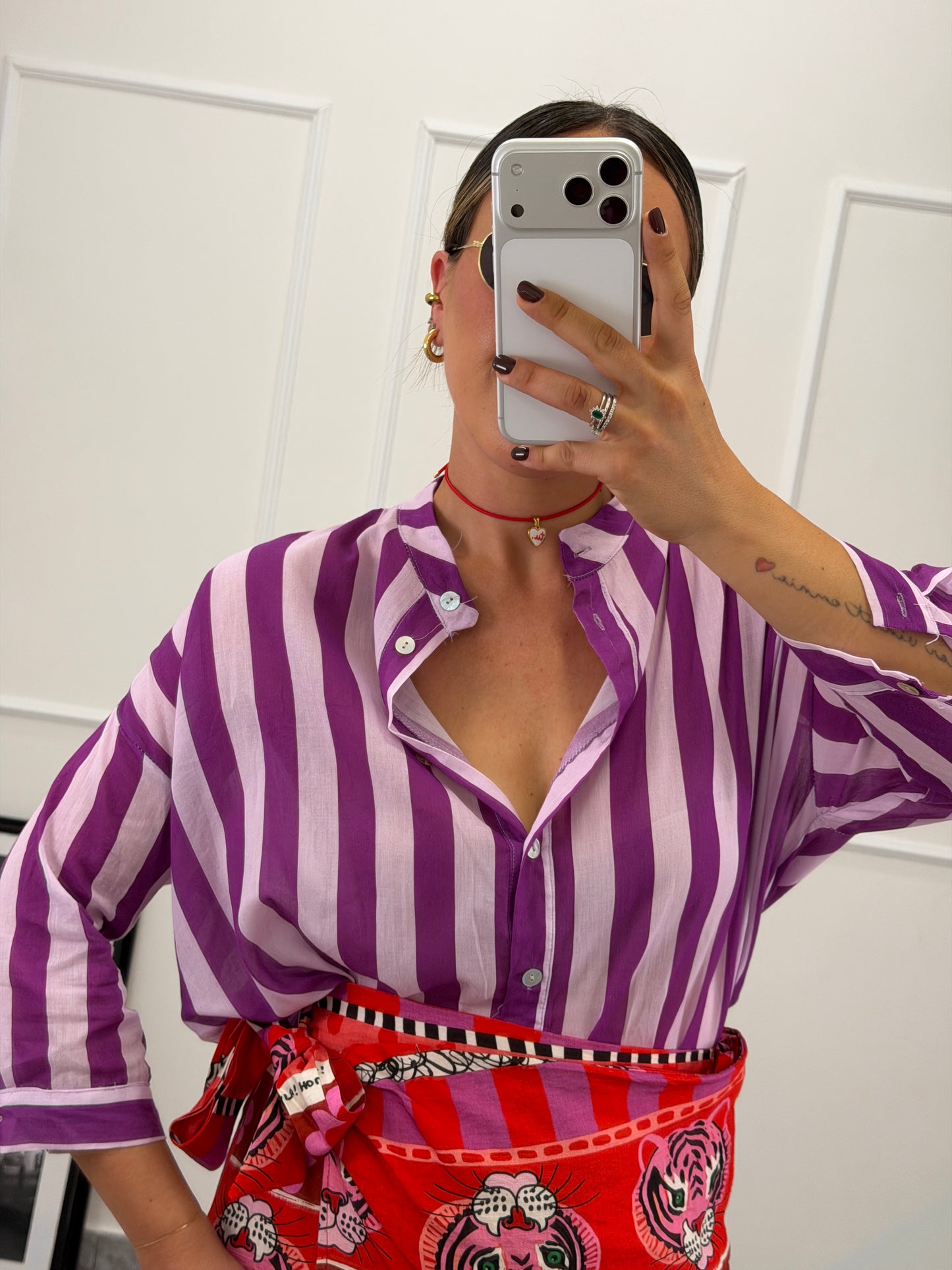 Camicia donna a righe — collo coreana