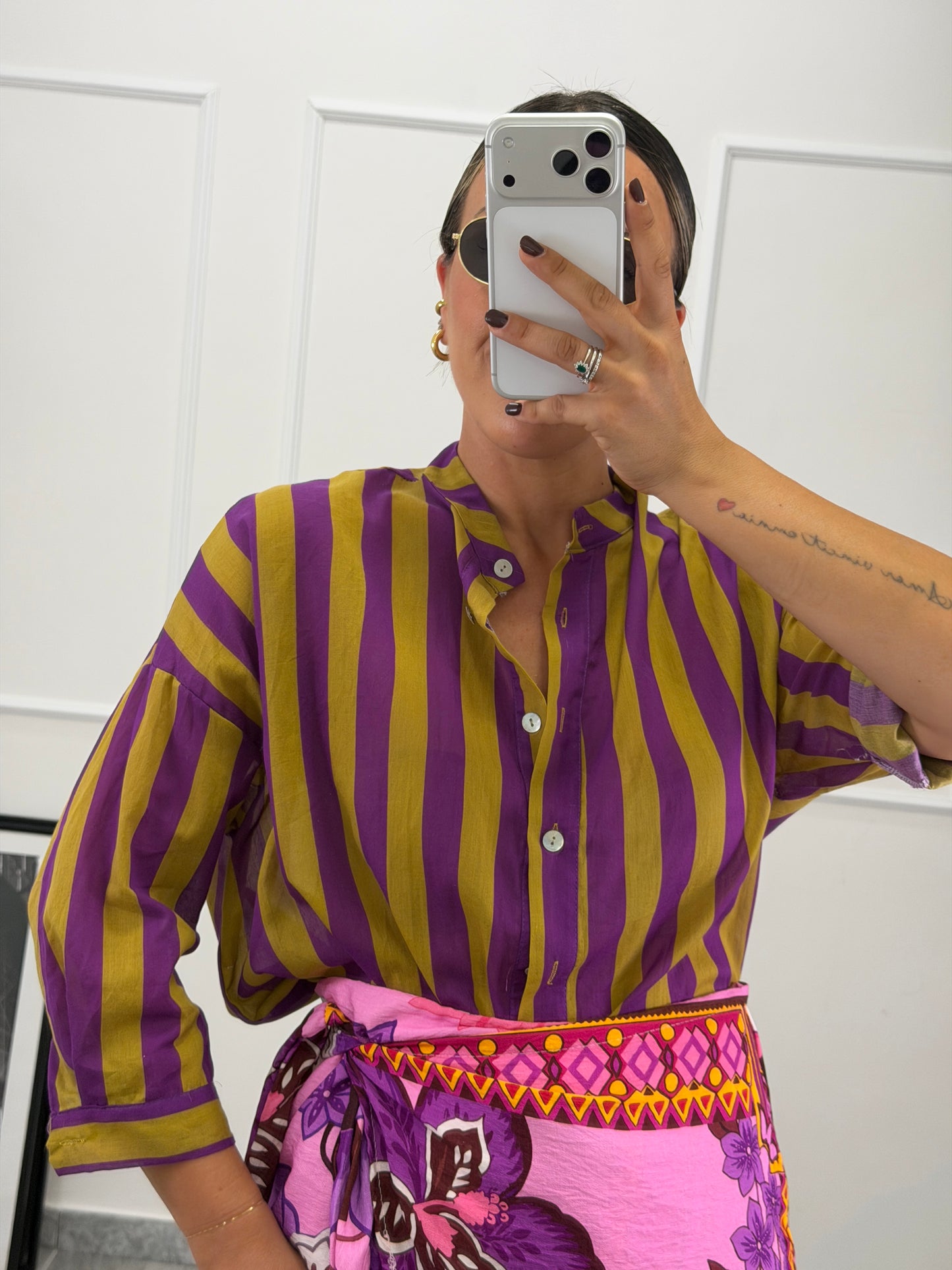 Camicia donna a righe — collo coreana