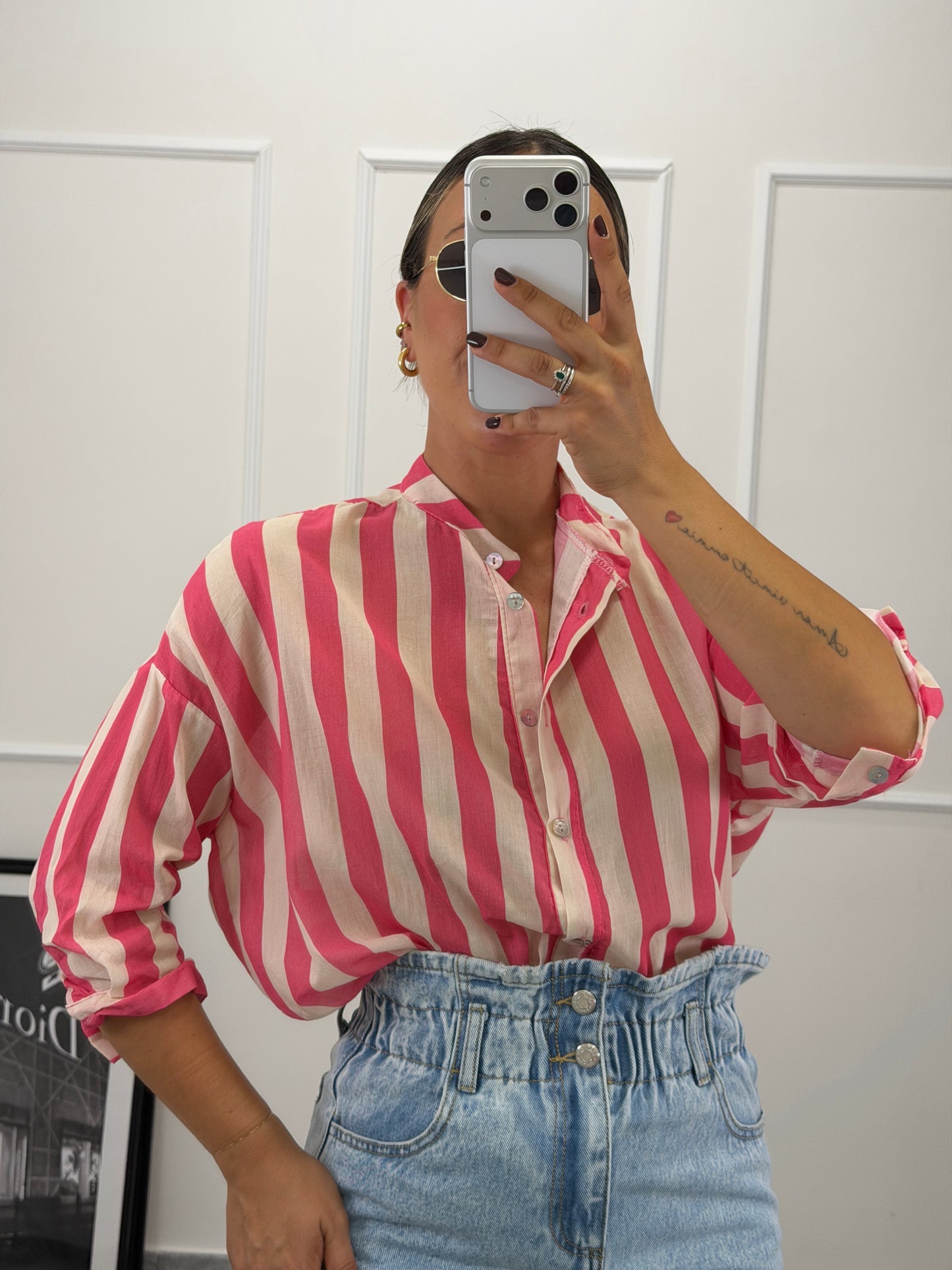 Camicia donna a righe — collo coreana